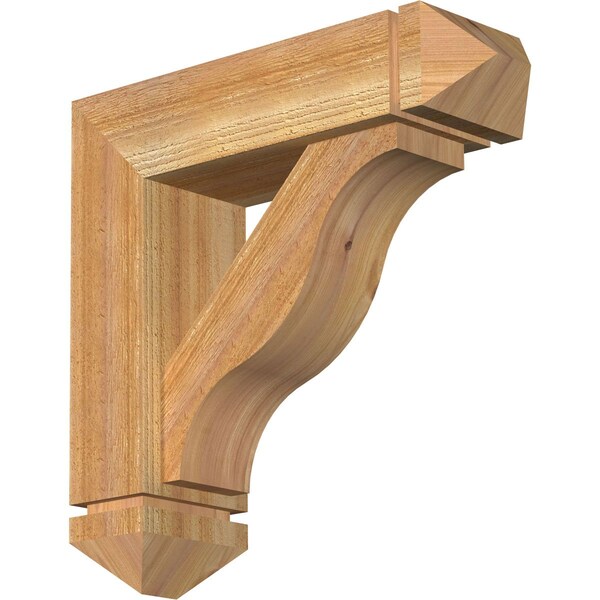 Ekena Millwork Funston Arts and Crafts Rough Sawn Bracket w/ Offset Brace, Western Red Cedar, 6"W x 20"D x 20"H BKT0604X20X20FST03RWR - main